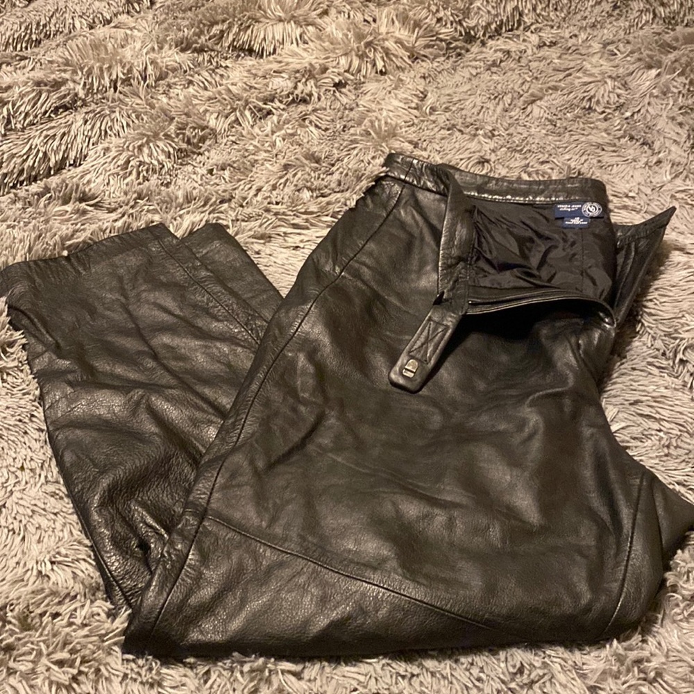 Vintage Lane Bryant Real Leather pants, not Faux natural leather, lined inside.